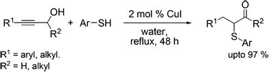 An aqueous and recyclable copper i catalyzed route to α sulfenylated