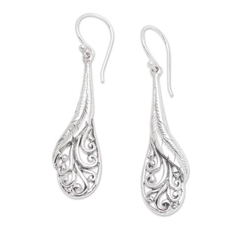 UNICEF Market | Hand Made Sterling Silver Feather Dangle Earrings