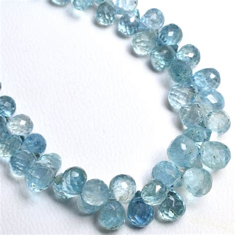 Natural Aquamarine TearDrop Faceted Gemstone Bead