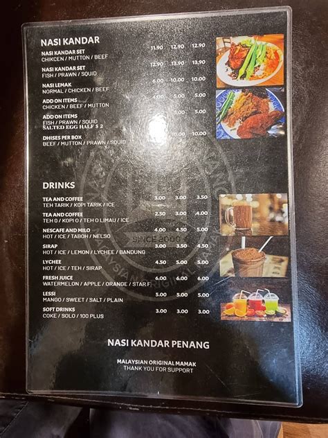 Menu At Nasi Kandar Penang Restaurant Springvale