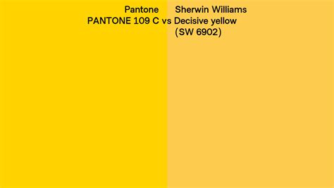 Pantone 109 C Vs Sherwin Williams Decisive Yellow SW 6902 Side By