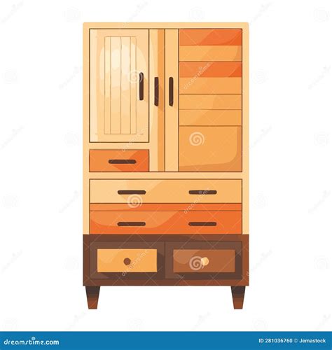 Armario De Madera Elegante Y Casera Ilustración del Vector