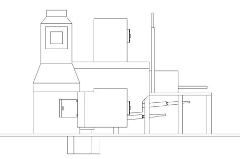 Side View Of Incinerator Machine Design In Detail AutoCAD 2D Drawing