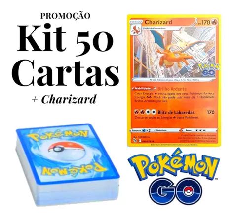 Lote Kit 50 Cartas Charizard Coleção Go Especial Parcelamento sem juros