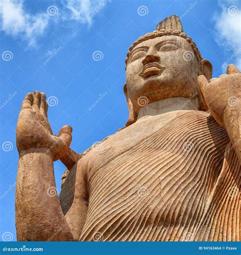 Top Part Of Avukana Statue Is Standing Statue Of Buddha Sri Lan Stock