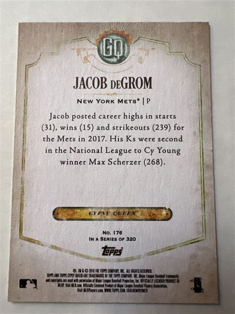 2018 TOPPS GYPSY QUEEN GREEN PARALLEL CARD NEW YORK METS JACOB DeGROM