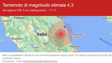 Scossa Di Terremoto Stimata Avvertita Anche A Civtanova E Recanati