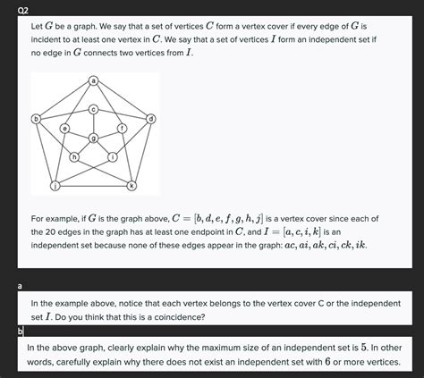 Solved Let G Be A Graph We Say That A Set Of Vertices C Chegg