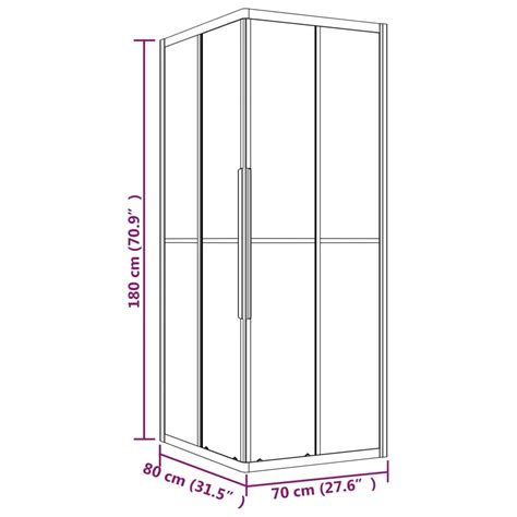 Tuš kabina matirana ESG 80 x 70 x 180 cm crna