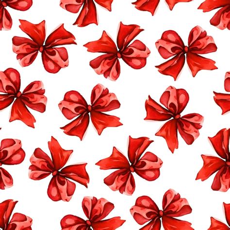 Premium Vector Seamless Pattern With Red Bow On White Background