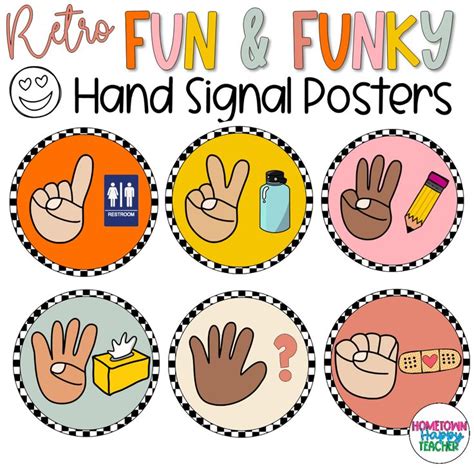 Hand Signals Posters Retro Fun And Funky Decor Classroom Hand