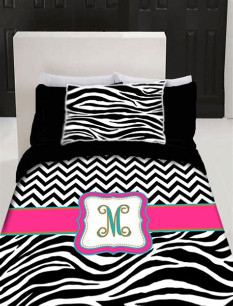 Custom Personalized Chevron And Zebra Duvet Cover Set Etsy