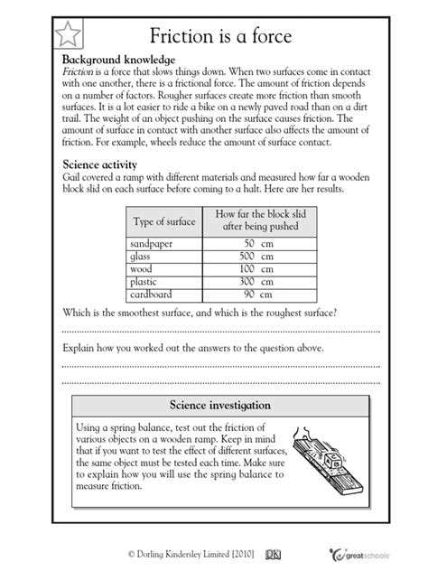 Friction Worksheet PDF Friction Surface Roughness Worksheets