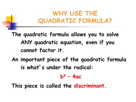 Ppt Solving Quadratic Equations By The Quadratic Formula Powerpoint