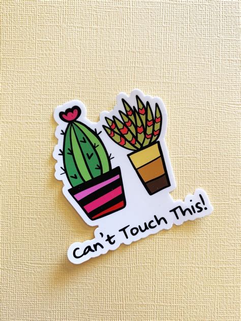 Cant Touch This Cactus Sticker Succulent Plants Water Bottle Etsy