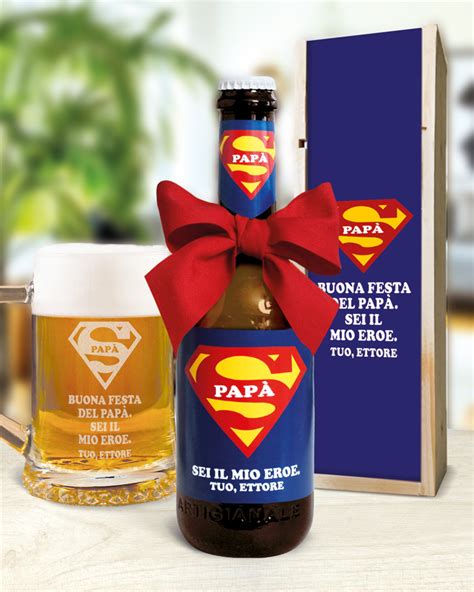 Bottiglia Di Birra Personalizzata A Tema Superman Con Fiocco