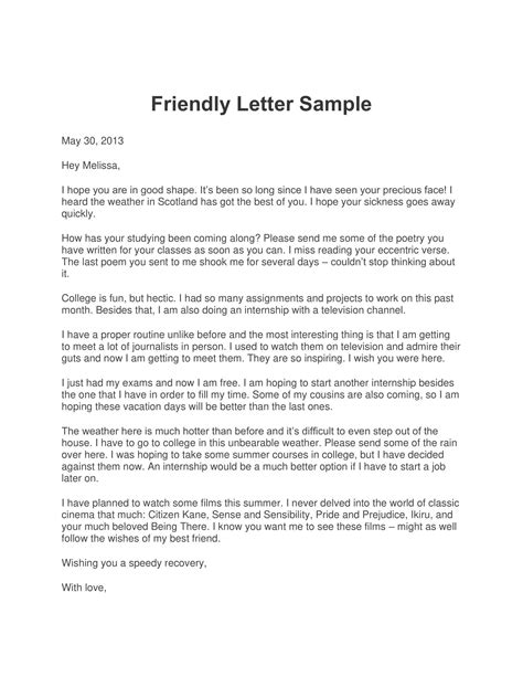 Free Printable Friendly Letter Templates Pdf Word Excel St Nd