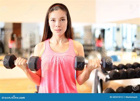 Gym Woman Strength Training Lifting Weights Stock Photo Image Of