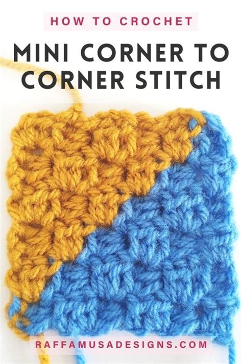 Crochet Mini Corner To Corner C2C Stitch With Video Tutorial Hdc