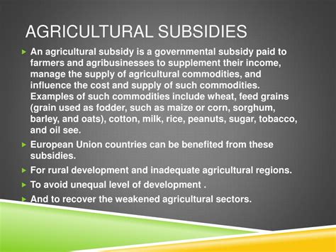 Ppt Agricultural Subsidies Powerpoint Presentation Free Download