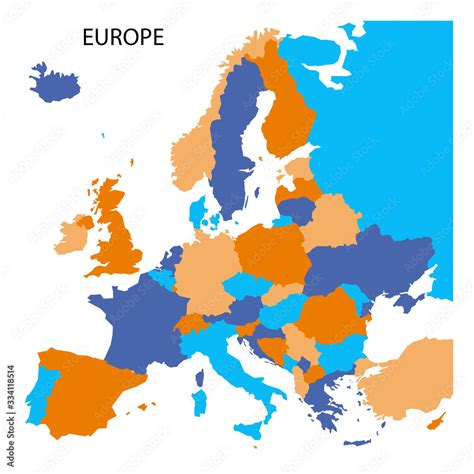 Fototapeta Colored Map Of Europe Without Names Wallpaper Map