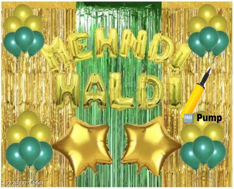 Buy Golden Green Metallic Balloons Haldi Mehndi Foil Letters Balloons