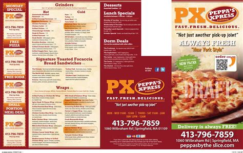 Peppa S Pizza Menu In East Longmeadow Massachusetts USA