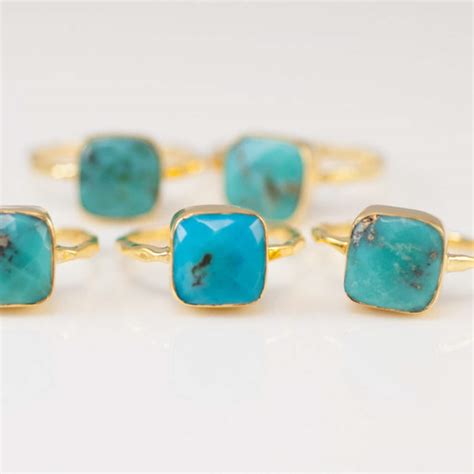 Turquoise Ring Gold December Birthstone Ring Gemstone Ring - Etsy