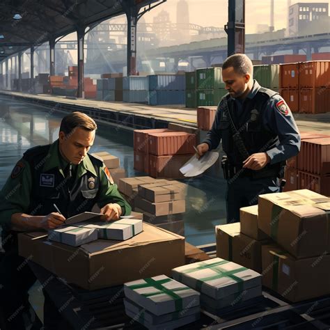 Premium AI Image | Customs officer man Guy with boxes in bonded