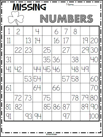 Write The Missing Numbers 100s Chart Made By Teachers 100 S Chart Preschool Counting