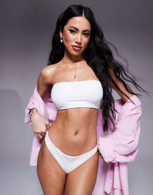 Tanga De Bikini Blanco De Pernera Alta Maya Mix Match De ASOS DESIGN ASOS