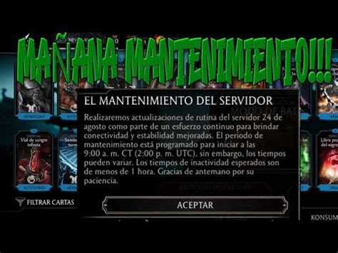 Mantenimiento O Actualizacion Cuenta Con K Mortal Kombat Mobile