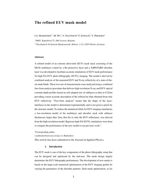 (PDF) The refined EUV mask model