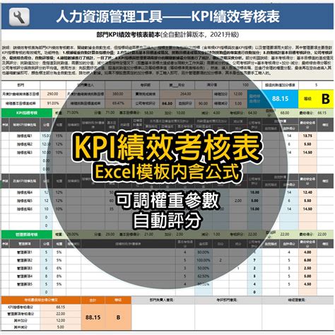 kpi績效考核表Excel範本模板 蝦皮購物