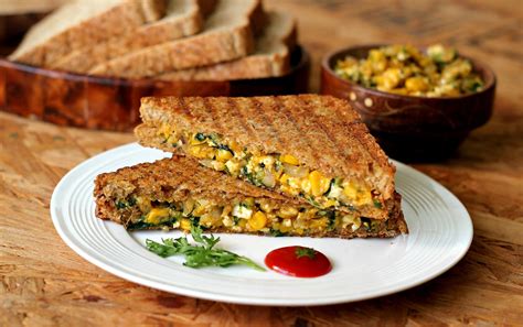 Paneer Corn Spinach Grilled Sandwich Ruchik Randhap