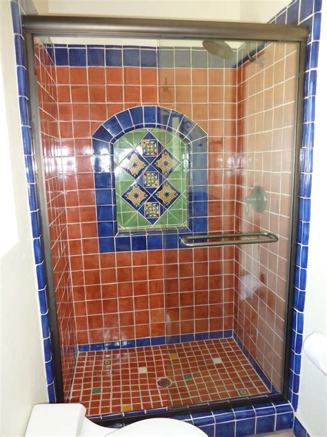 Bathroom Shower Using Mexican Tiles By Más