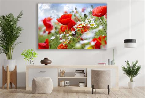 Poppy Flower Art, Poppy Fields Canvas, Huge Canvas Home Decor, Flowers ...