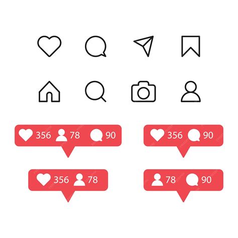 Premium Vector | Flat instagram icons and notifications set