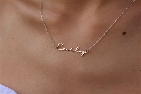 K Solid Gold Name Necklace Personalized Name Necklace Gold Etsy