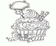 Coloriage Cupcake Kawaii Licorne Jecolorie