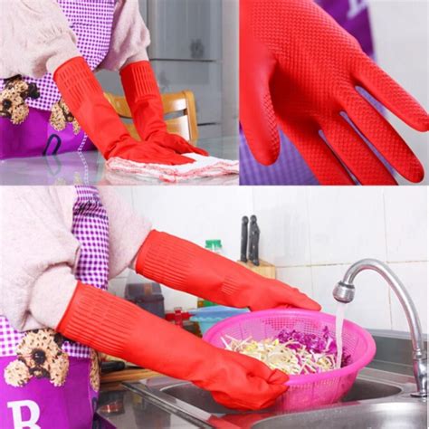 Rubber Cleaning Gloves Kitchen Dishwashing Glove Long Sleeve Latex Kitchen Wash Dishes Dish