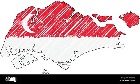 Mapa De Singapur Boceto Dibujados A Mano Ilustración Del Concepto De