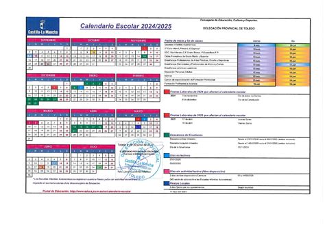 CALENDARIO ESCOLAR 2024 25 CEIP Antonia González Tembleque Toledo