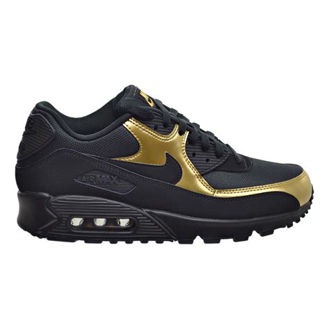 Nike Air Max 90 Essential Mens Shoes Blackmetallic Gold Running 537384 058 Ebay