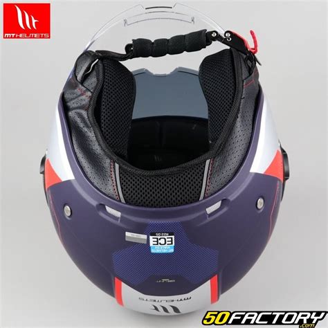 Casque Jet MT Helmets Viale SV 68 Unit D7 Bleu Gris Et Rouge Mat