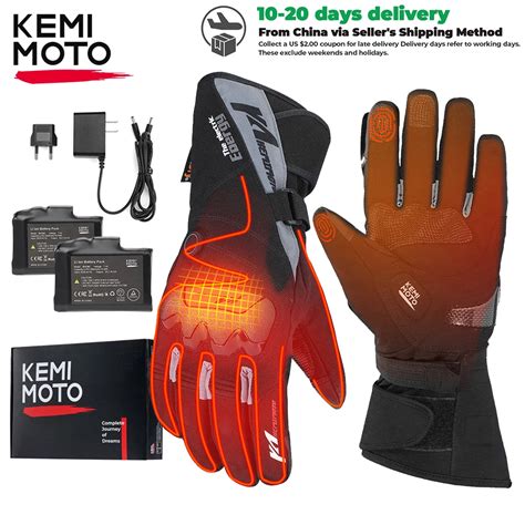 KEMIMOTO Heated Motorcycle Gloves Winter Moto Heated Gloves Warm