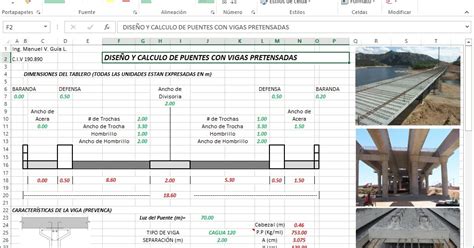 IngenierÍa Civil Procivilnet Xls Hoja De Calculo Para DiseÑo Y Calculo De Puente Con Vigas