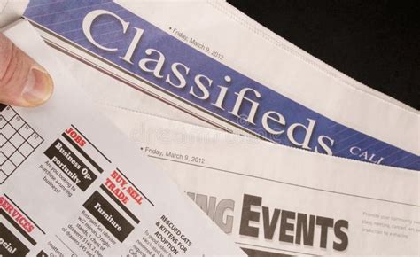 Classified Help Wanted Job Offered Ads in Traditional Print News Stock ...