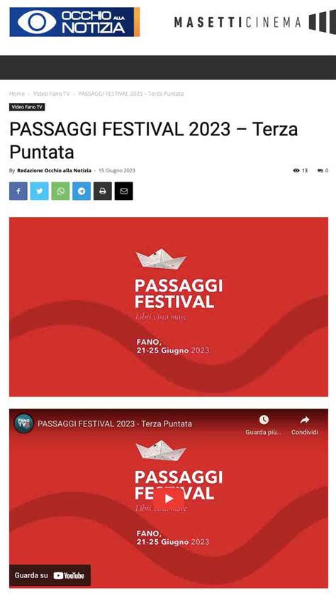 Occhio Alla Notizia Passaggi Festival 2023 Terza Puntata Fano