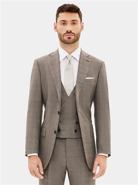 Enzo Custom S170 S Light Grey Plaid Three Piece Suit